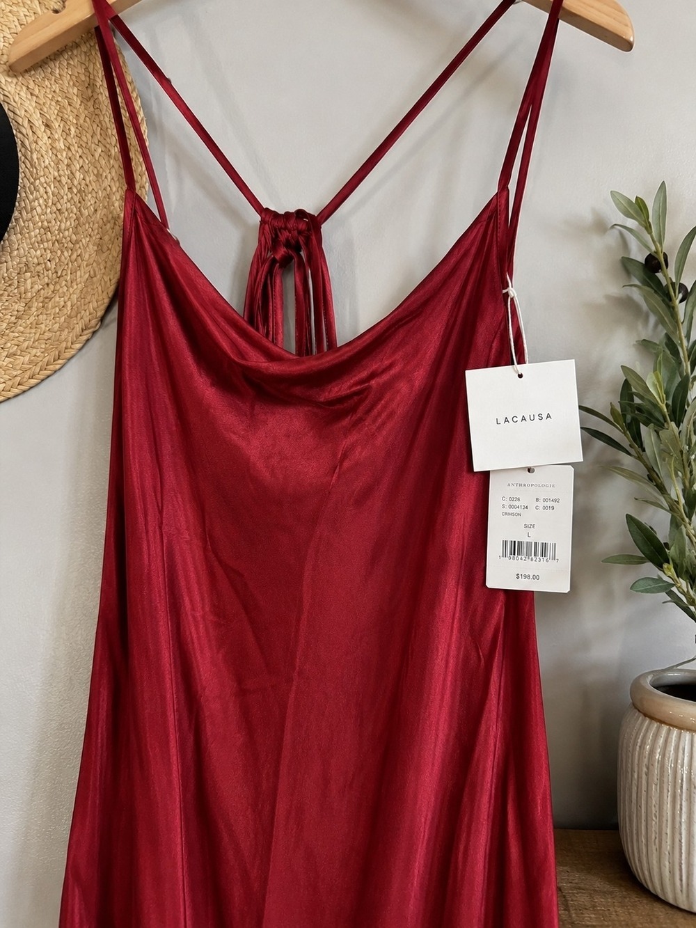 NWT Ruby Red Satin Cowl Neck Maxi Dress Women's Large - Picture 4 of 6
